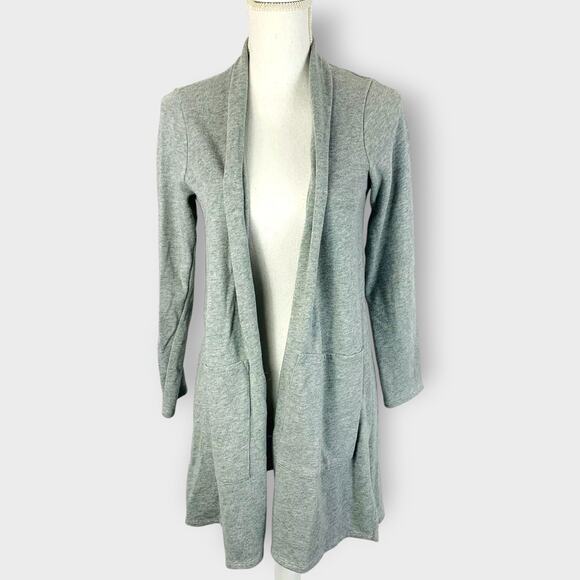 Pure Jill Cardigan Long Lagenlook Gray Pocket Open Front Size Small Petite PS - Picture 8 of 8